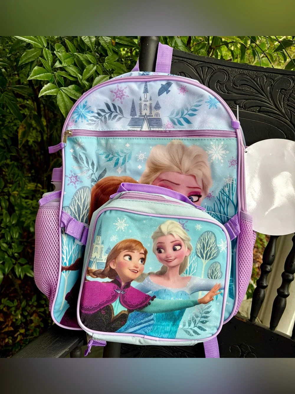 NWT DISNEY FROZEN Kids Backpack - Aqua & Lavender - 5 Piece Set
